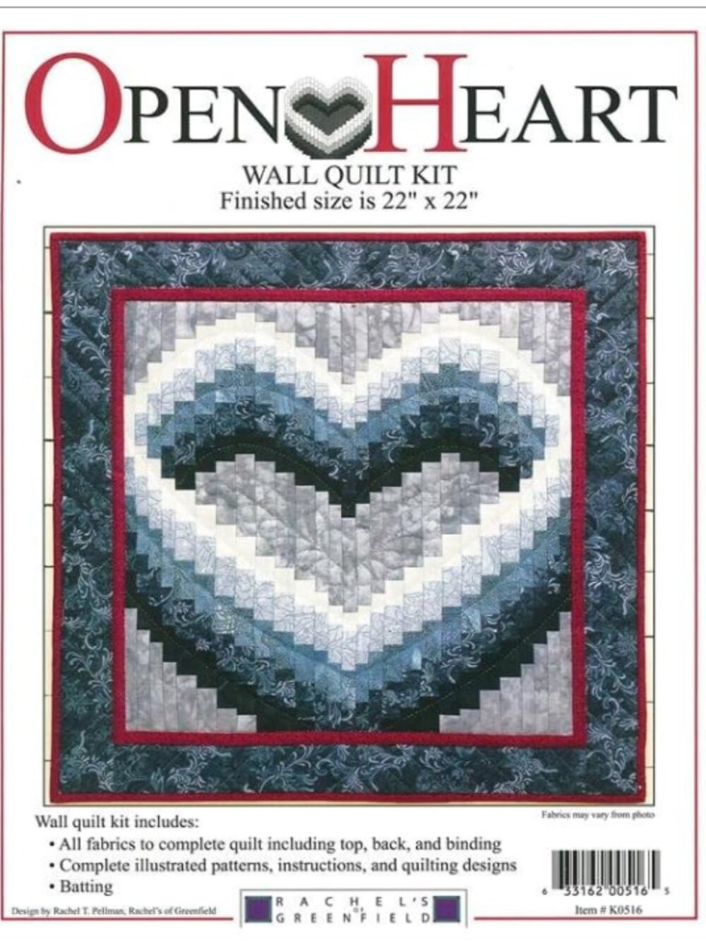 Open Heart Wall Quilt Kit Rachel's of Greenfield Quilt Open Heart Kit NIP